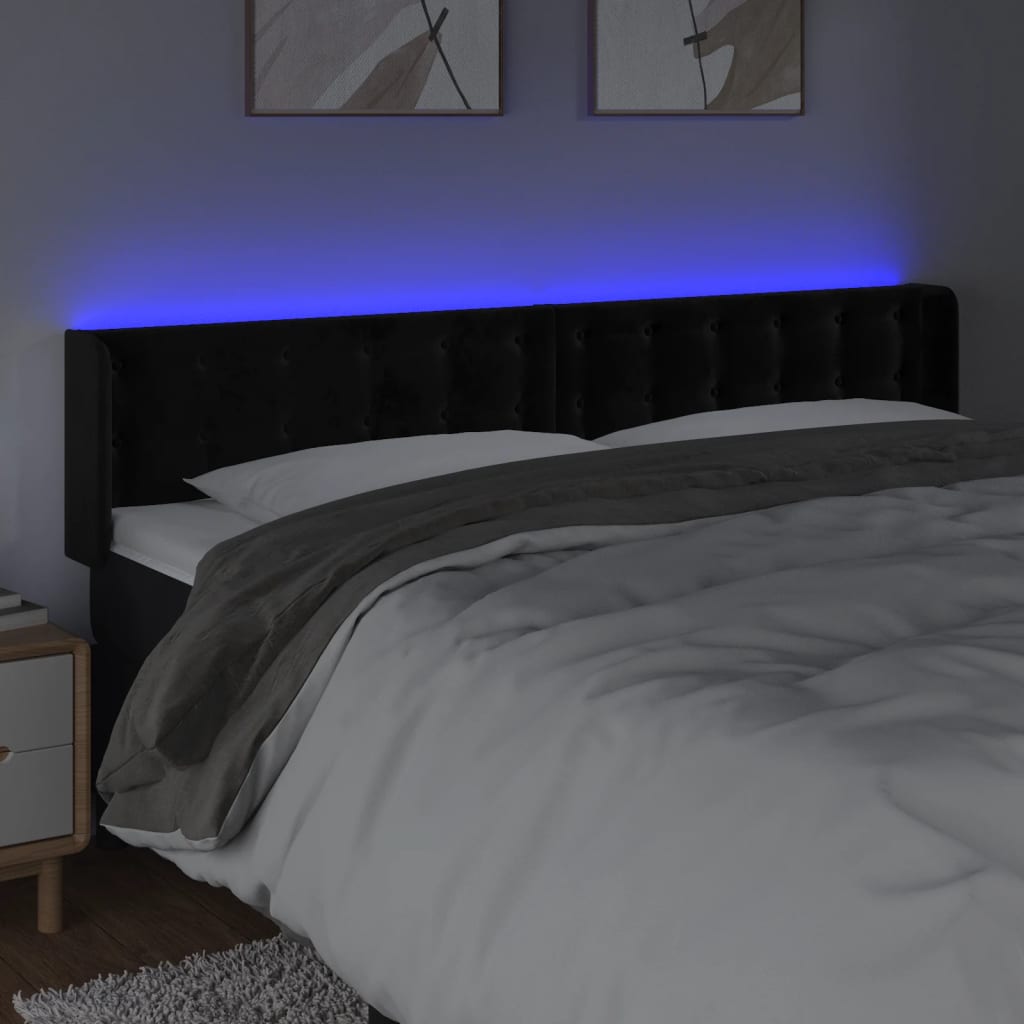 Tête de lit à LED Noir 203x16x78/88 cm Velours - XIOS