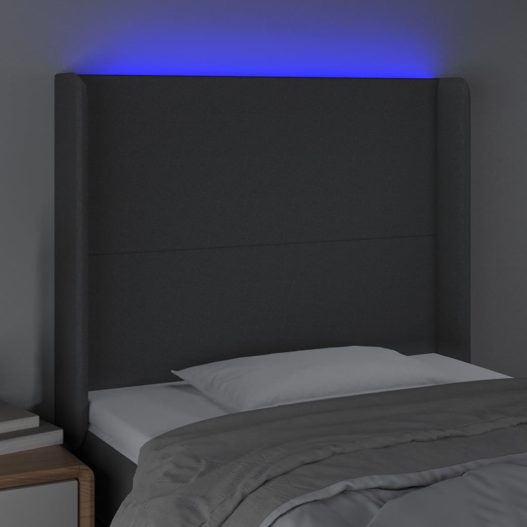 Tête de lit à LED Gris foncé 83x16x118/128 cm Tissu - XIOS