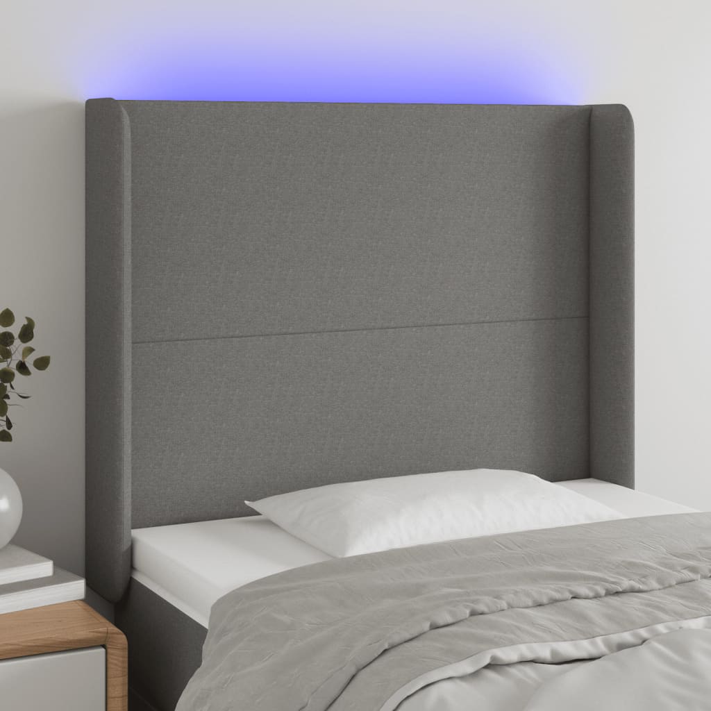 Tête de lit à LED Gris foncé 83x16x118/128 cm Tissu - XIOS