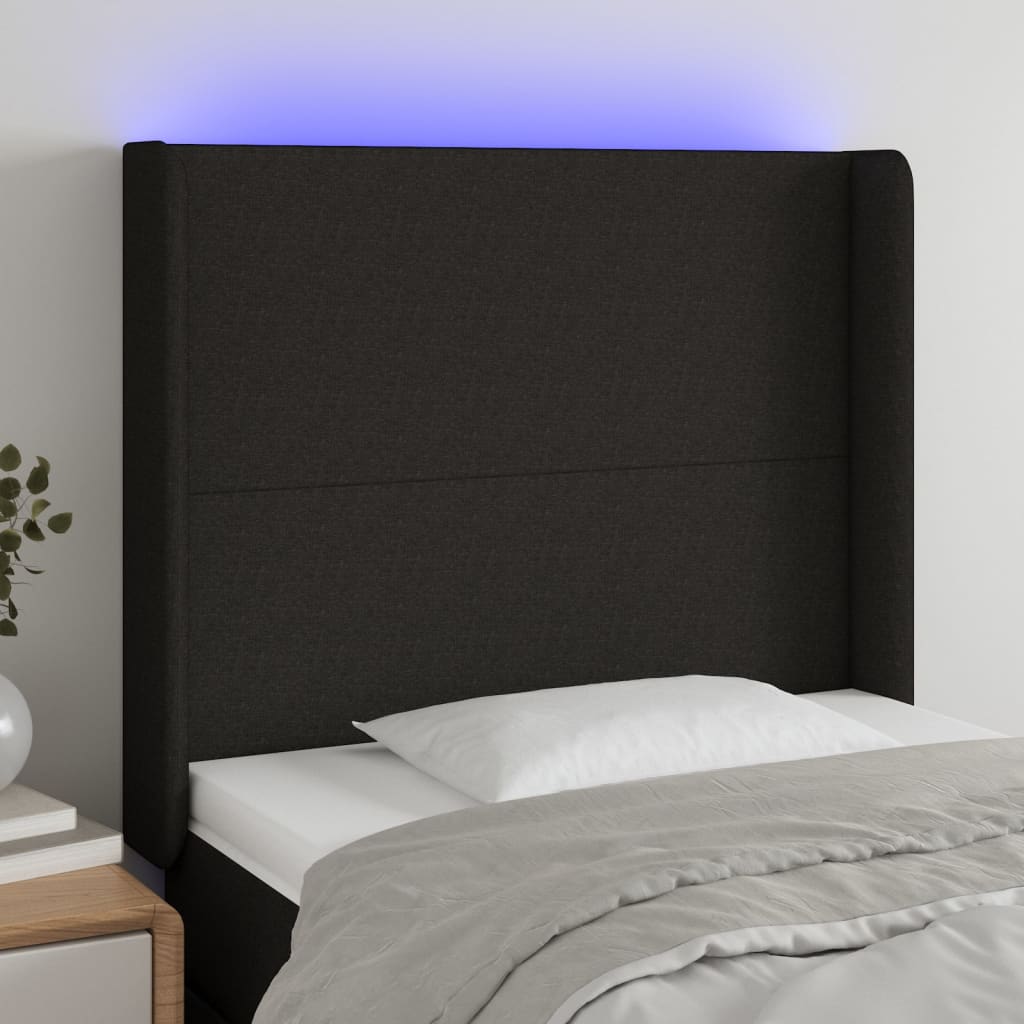 Tête de lit à LED Noir 83x16x118/128 cm Tissu - XIOS