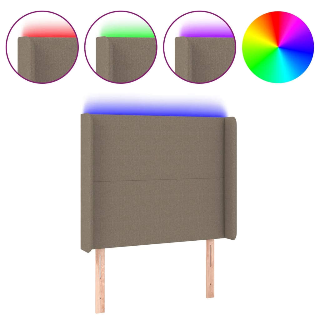 Tête de lit à LED Taupe 83x16x118/128 cm Tissu - XIOS
