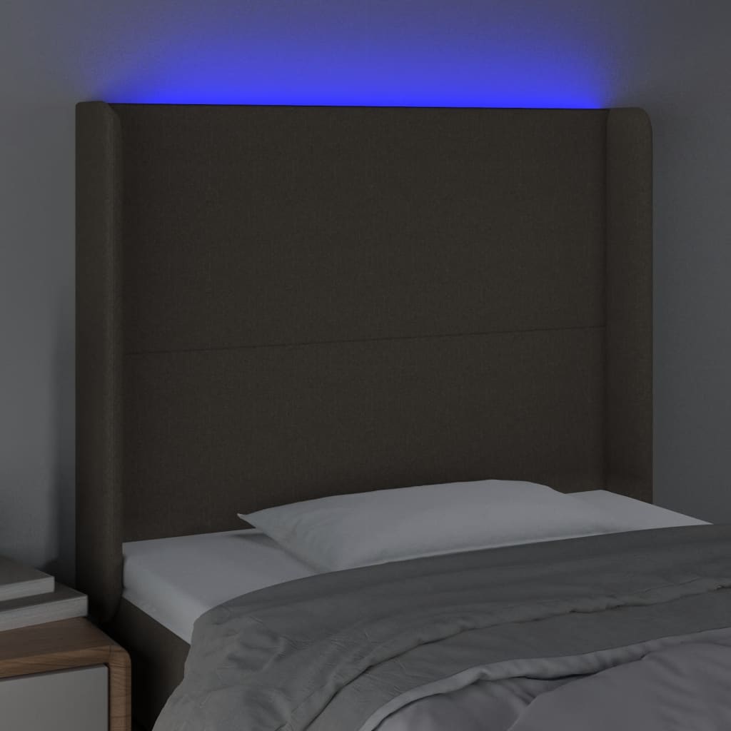 Tête de lit à LED Taupe 83x16x118/128 cm Tissu - XIOS