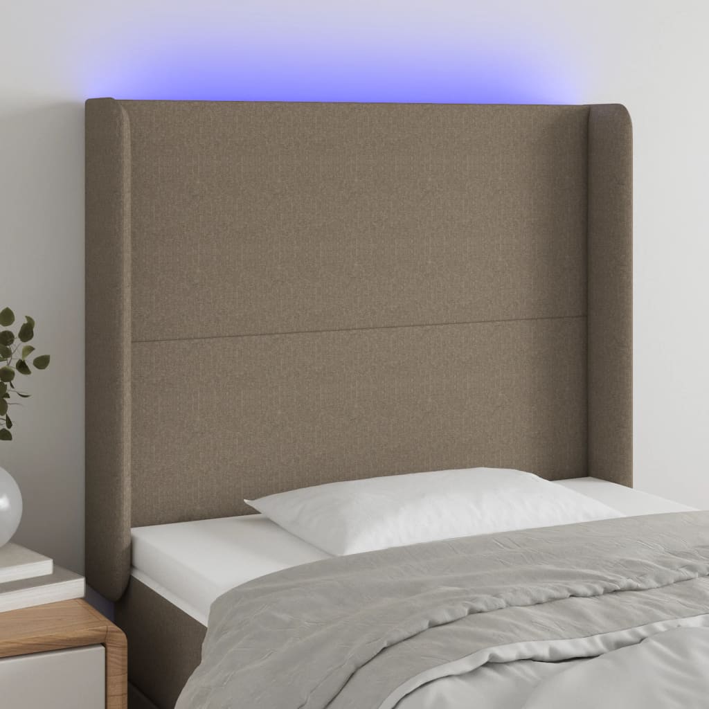 Tête de lit à LED Taupe 83x16x118/128 cm Tissu - XIOS