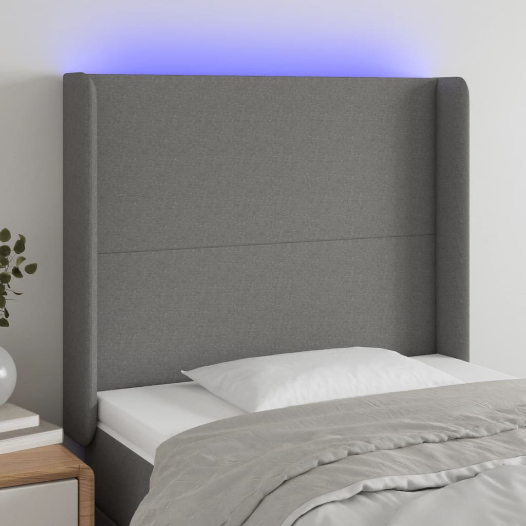 Tête de lit à LED Gris foncé 93x16x118/128 cm Tissu - XIOS