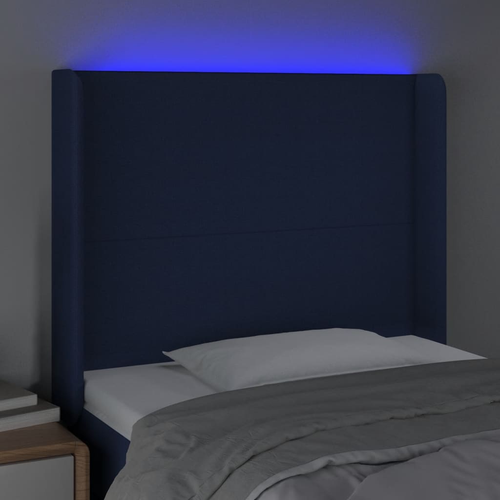 Tête de lit à LED Bleu 93x16x118/128 cm Tissu - XIOS