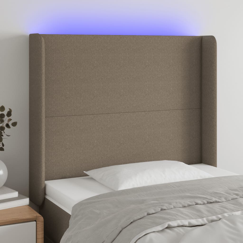 Tête de lit à LED Taupe 103x16x118/128 cm Tissu - XIOS