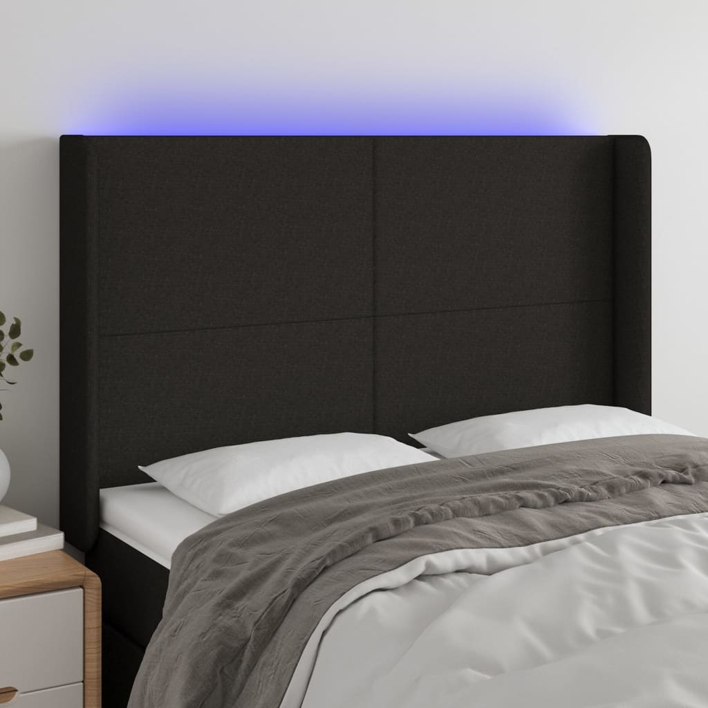 Tête de lit à LED Noir 147x16x118/128 cm Tissu - XIOS
