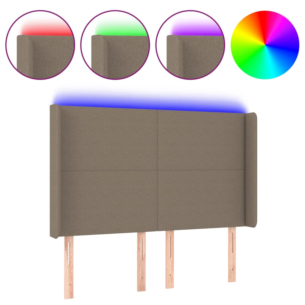 Tête de lit à LED Taupe 147x16x118/128 cm Tissu - XIOS