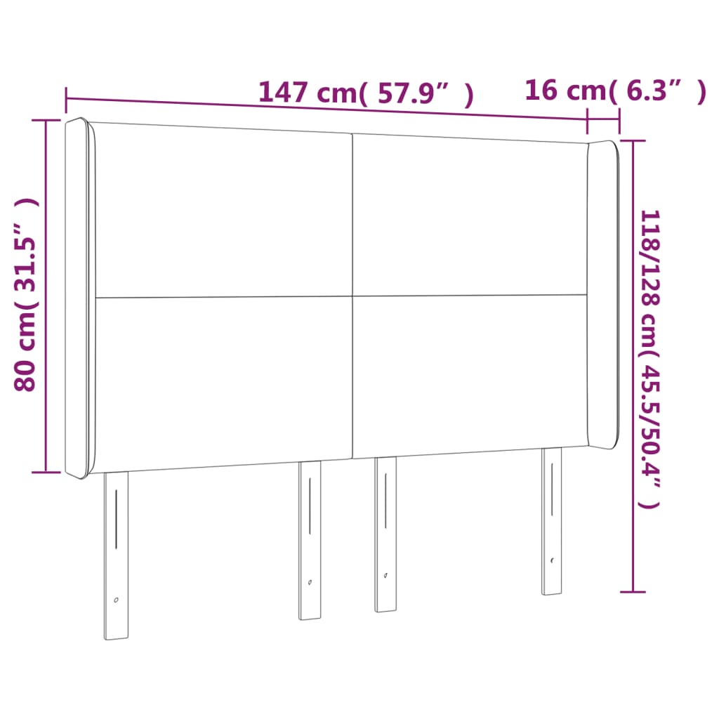 Tête de lit à LED Taupe 147x16x118/128 cm Tissu - XIOS