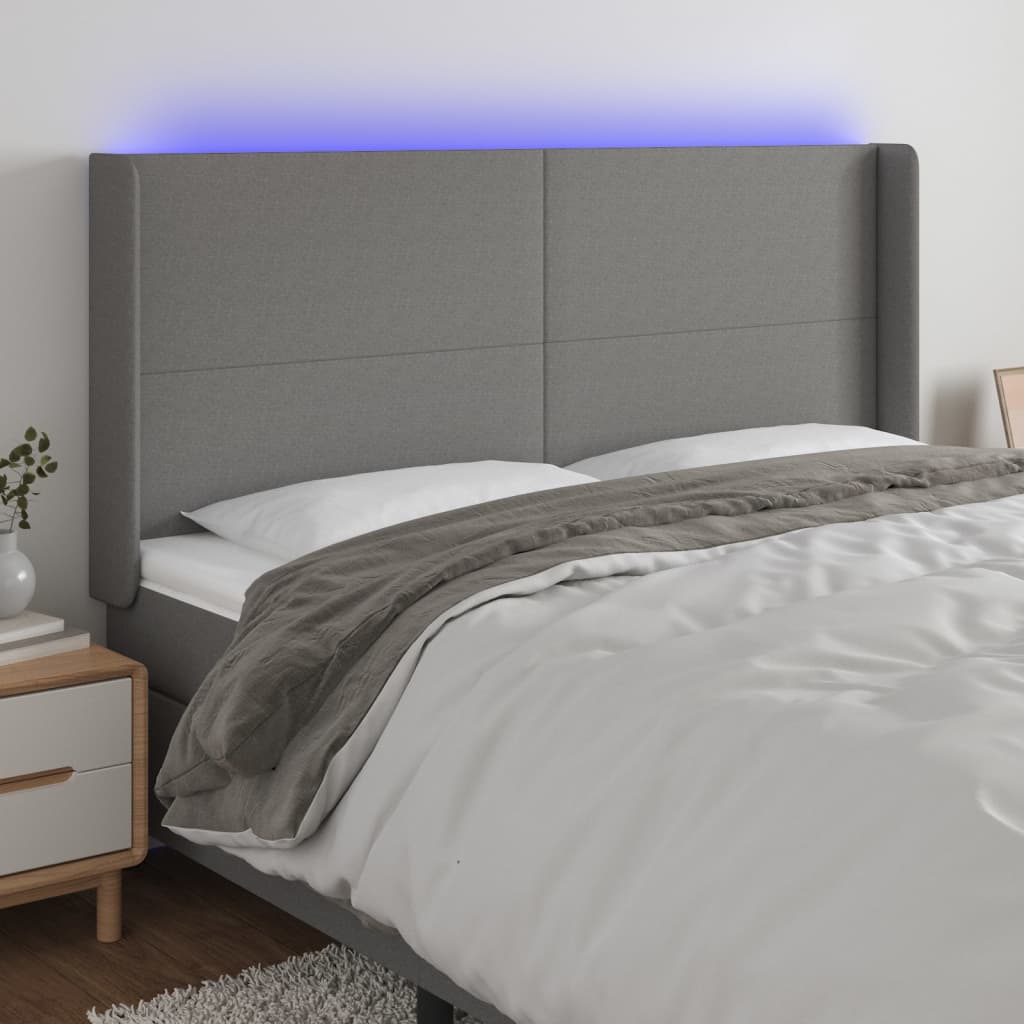 Tête de lit à LED Gris foncé 183x16x118/128 cm Tissu - XIOS