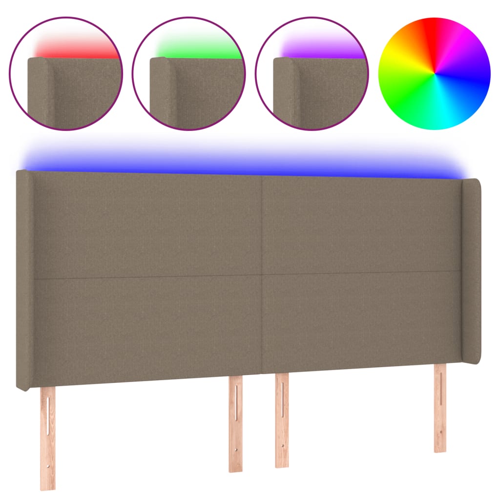 Tête de lit à LED Taupe 203x16x118/128 cm Tissu - XIOS