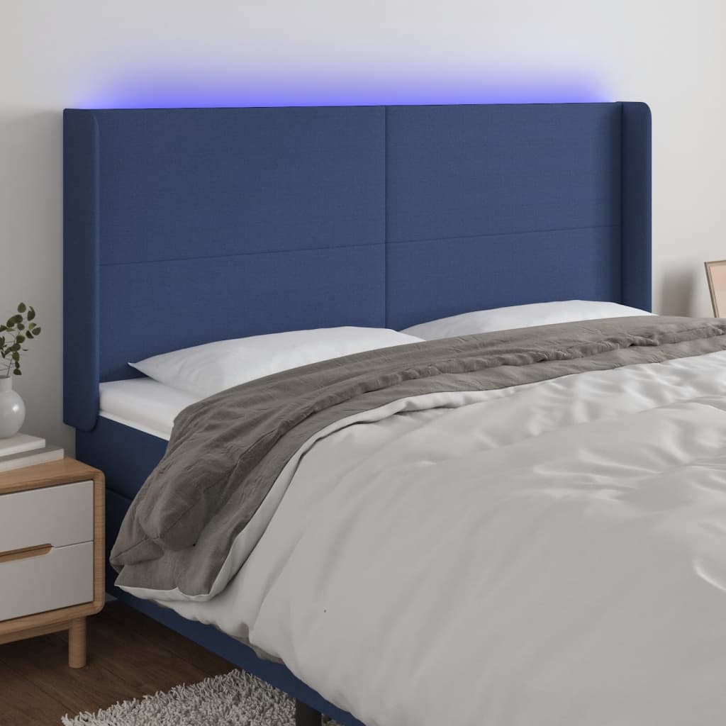 Tête de lit à LED Bleu 203x16x118/128 cm Tissu - XIOS