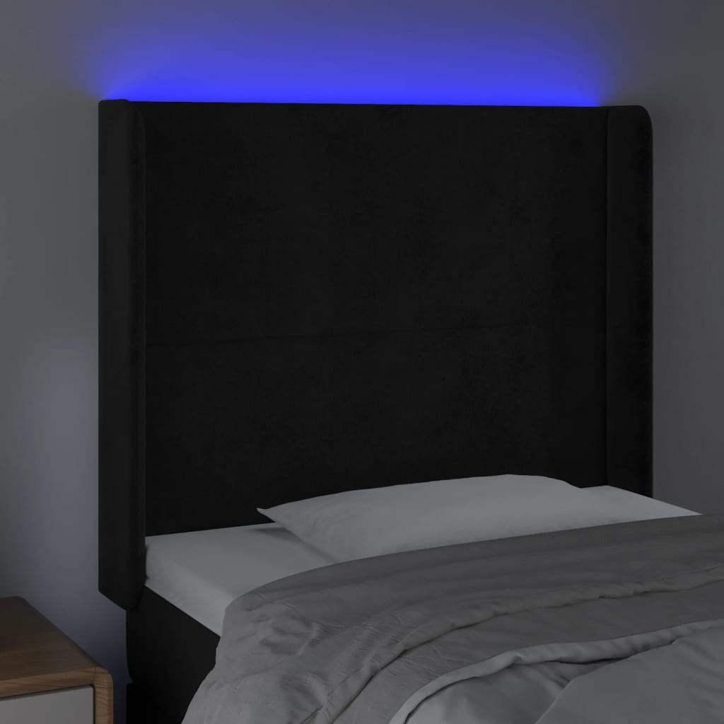 Tête de lit à LED Noir 83x16x118/128 cm Velours - XIOS