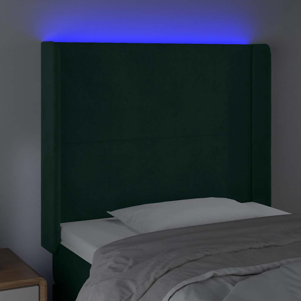 Tête de lit à LED Vert foncé 83x16x118/128 cm Velours - XIOS