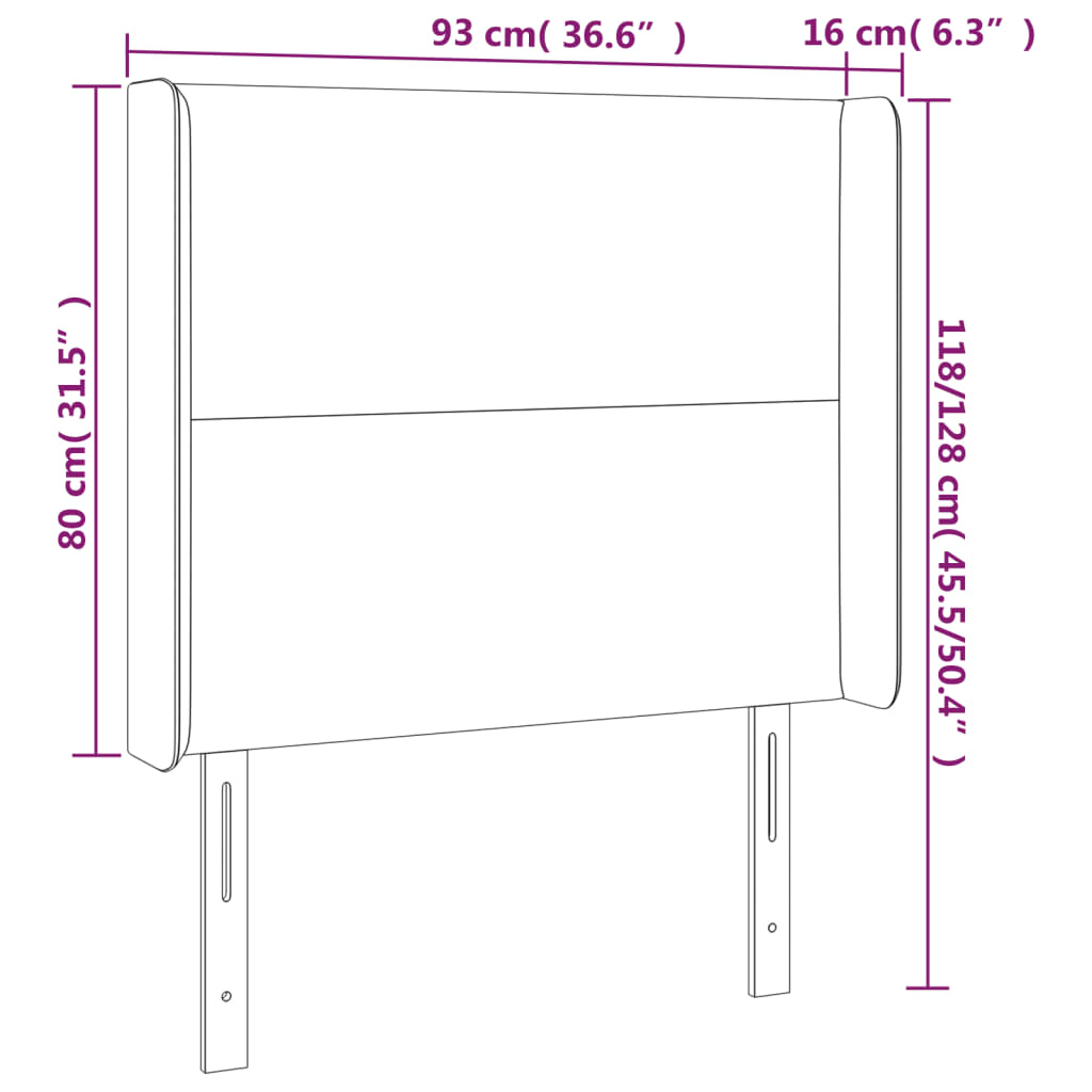 Tête de lit à LED Gris clair 93x16x118/128 cm Velours - XIOS