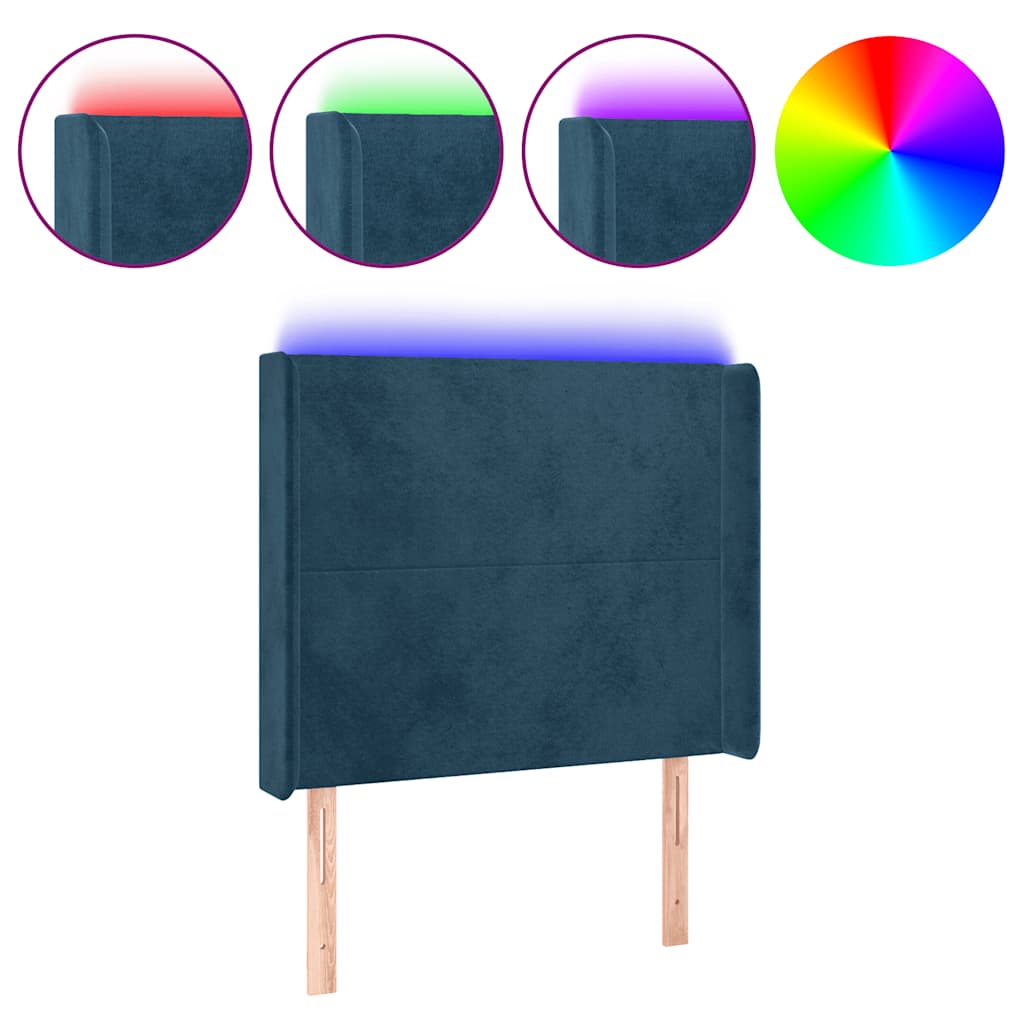 Tête de lit à LED Bleu foncé 93x16x118/128 cm Velours - XIOS