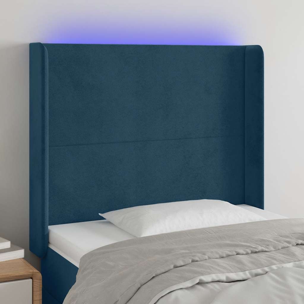 Tête de lit à LED Bleu foncé 93x16x118/128 cm Velours - XIOS
