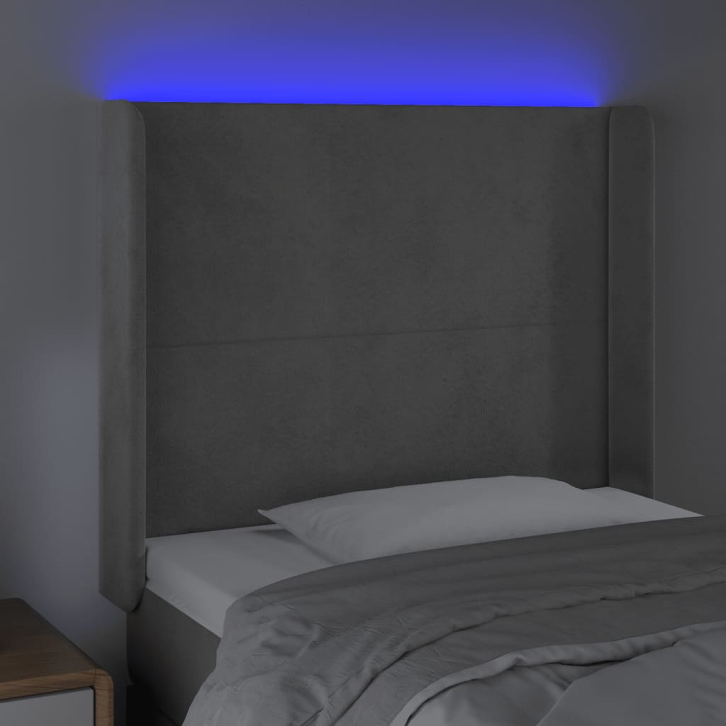Tête de lit à LED Gris clair 103x16x118/128 cm Velours - XIOS