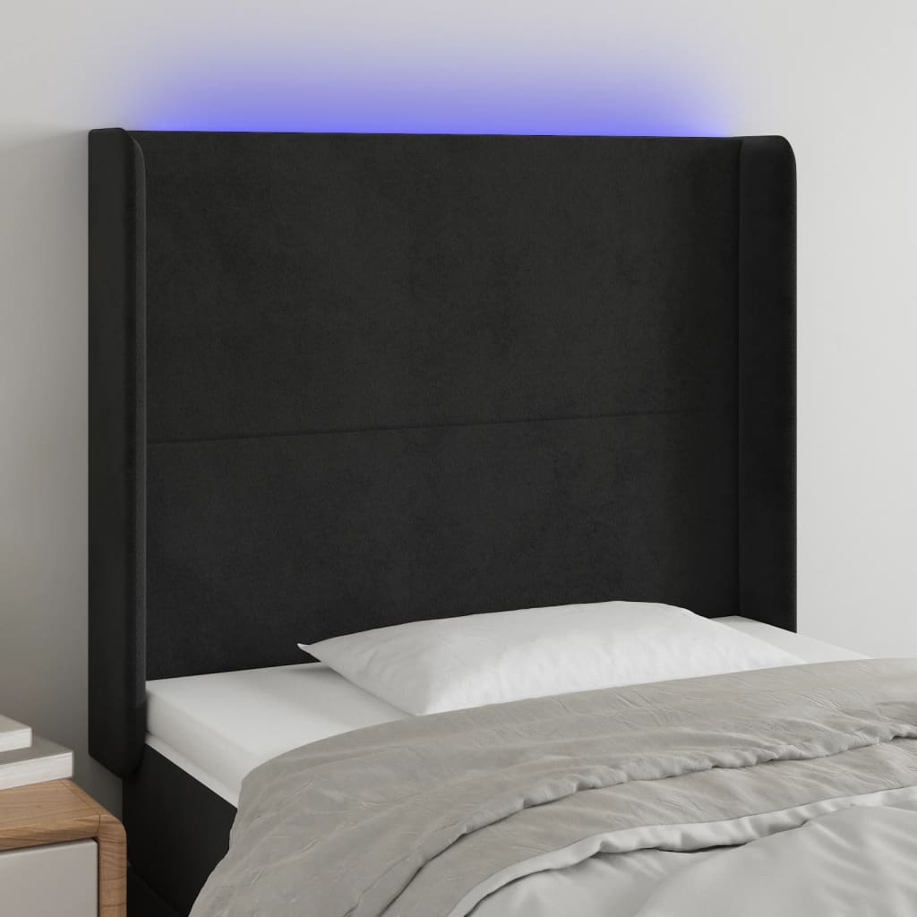 Tête de lit à LED Noir 103x16x118/128 cm Velours - XIOS