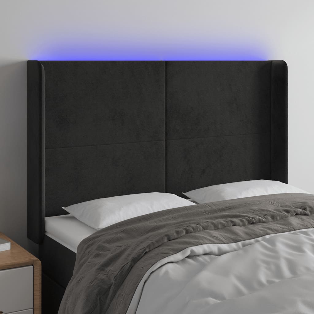 Tête de lit à LED Noir 147x16x118/128 cm Velours - XIOS