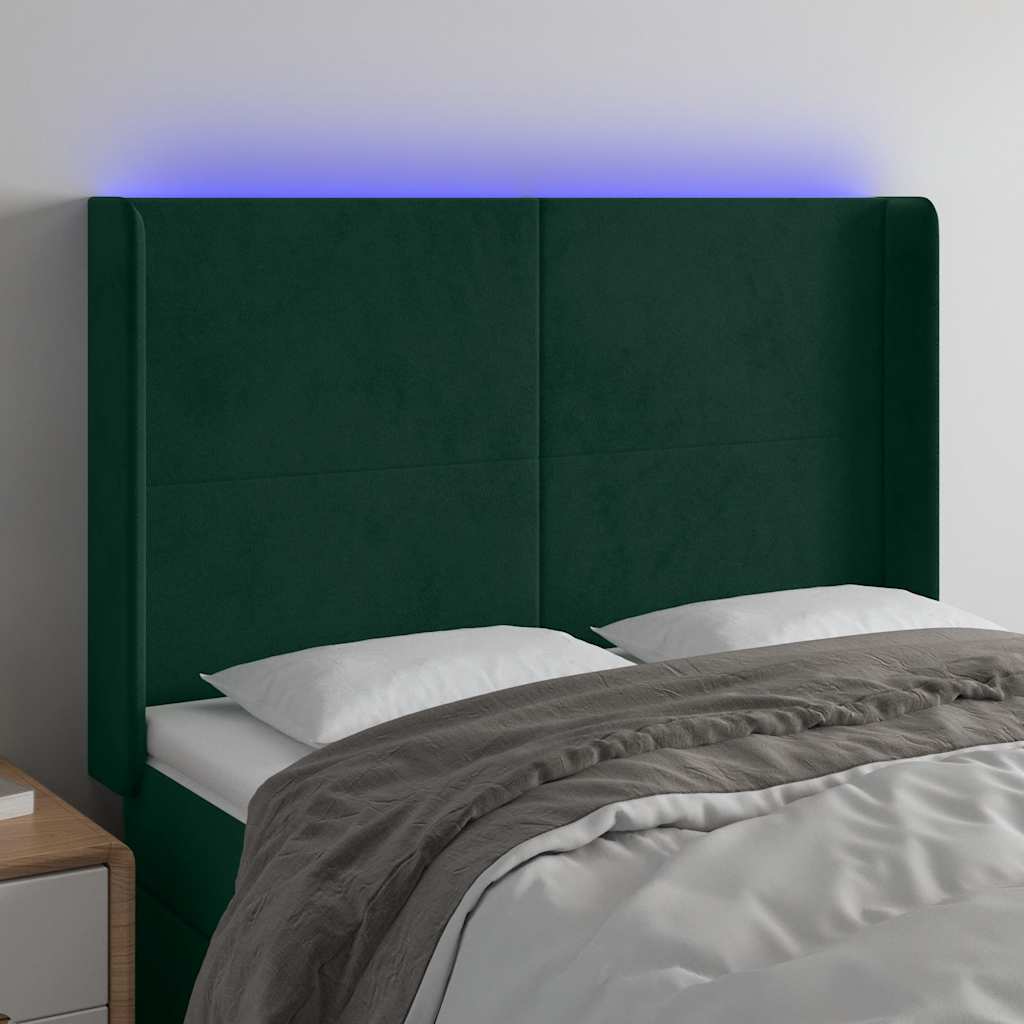 Tête de lit à LED Vert foncé 147x16x118/128 cm Velours - XIOS
