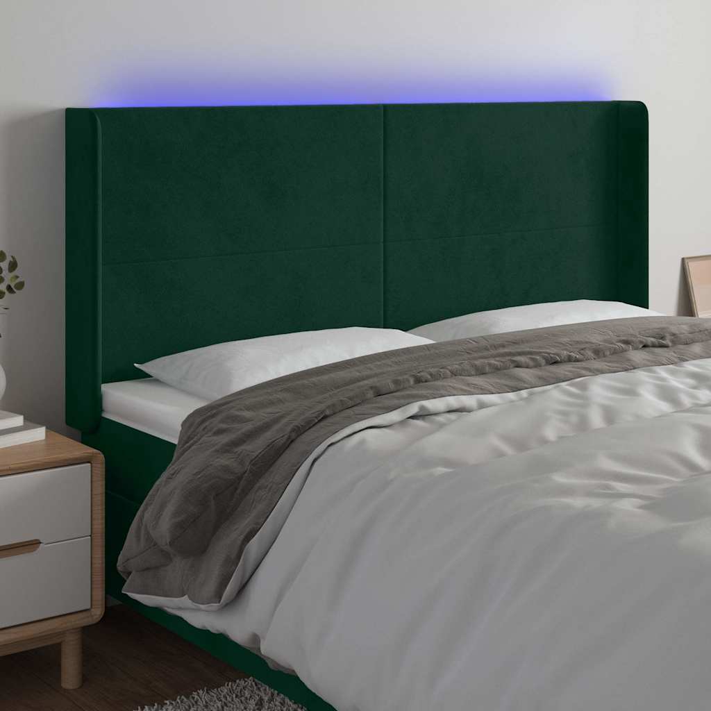 Tête de lit à LED Vert foncé 163x16x118/128 cm Velours - XIOS