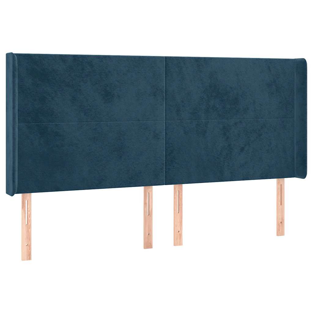 Tête de lit à LED Bleu foncé 163x16x118/128 cm Velours
