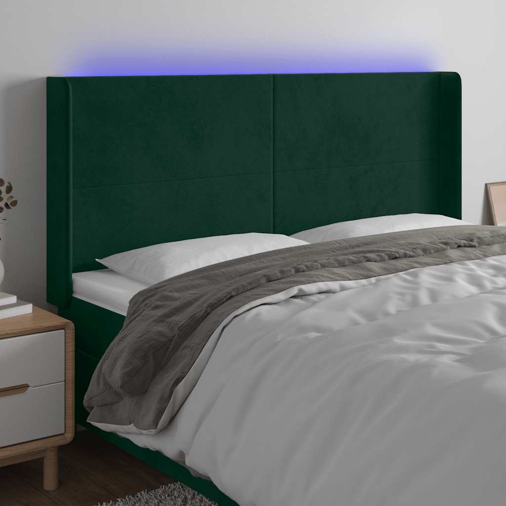 Tête de lit à LED Vert foncé 183x16x118/128 cm Velours - XIOS