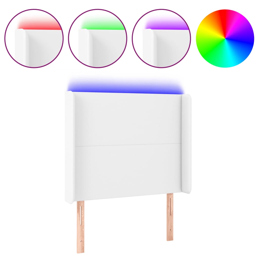 Tête de lit à LED Blanc 83x16x118/128 cm Similicuir - XIOS