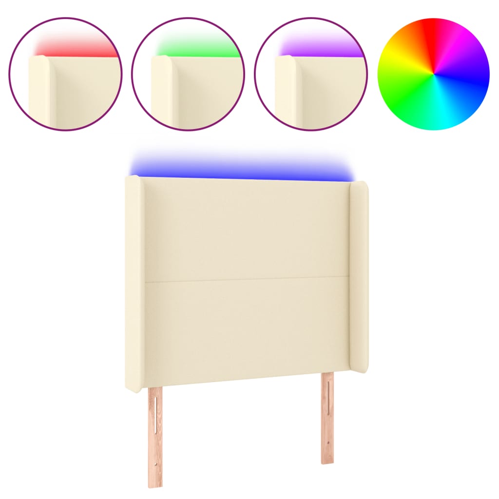 Tête de lit à LED Crème 83x16x118/128 cm Similicuir - XIOS
