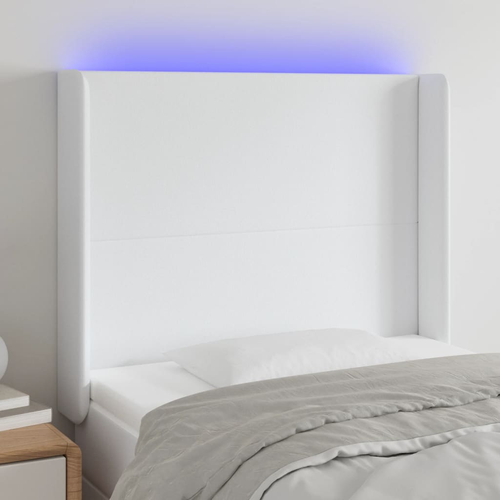 Tête de lit à LED Blanc 93x16x118/128 cm Similicuir - XIOS