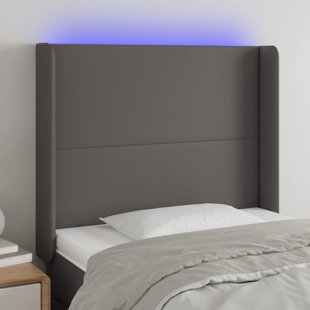 Tête de lit à LED Gris 103x16x118/128 cm Similicuir - XIOS