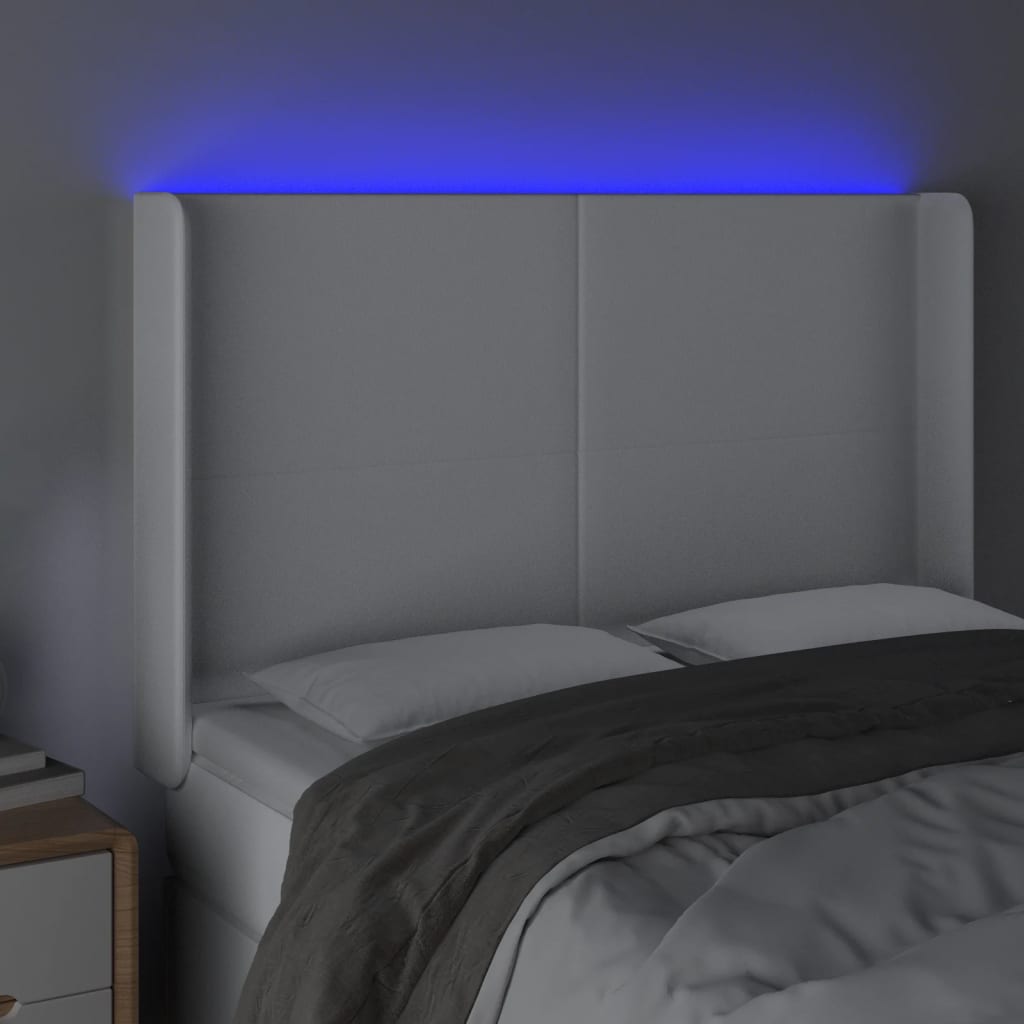 Tête de lit à LED Blanc 147x16x118/128 cm Similicuir - XIOS