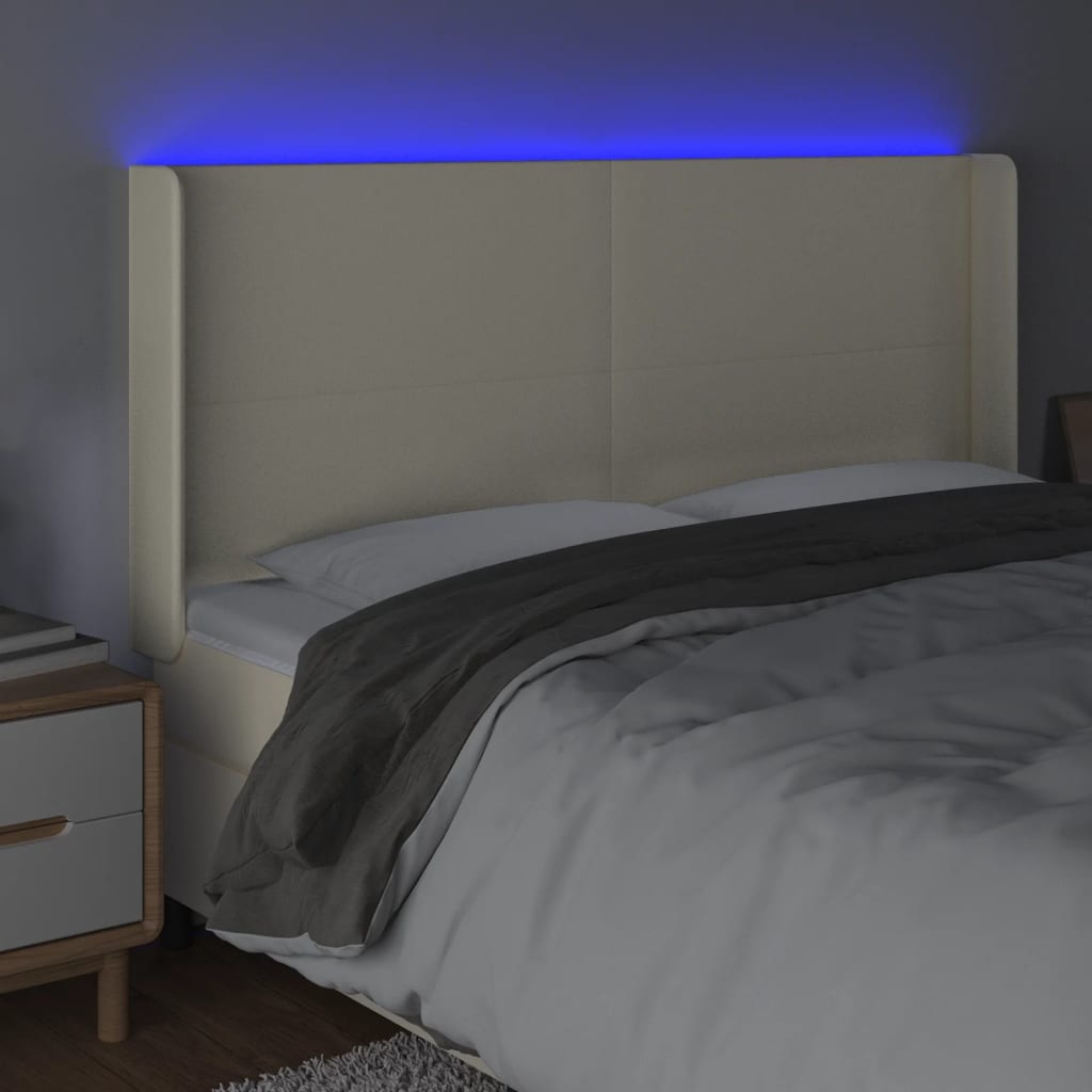 Tête de lit à LED Crème 163x16x118/128 cm Similicuir - XIOS