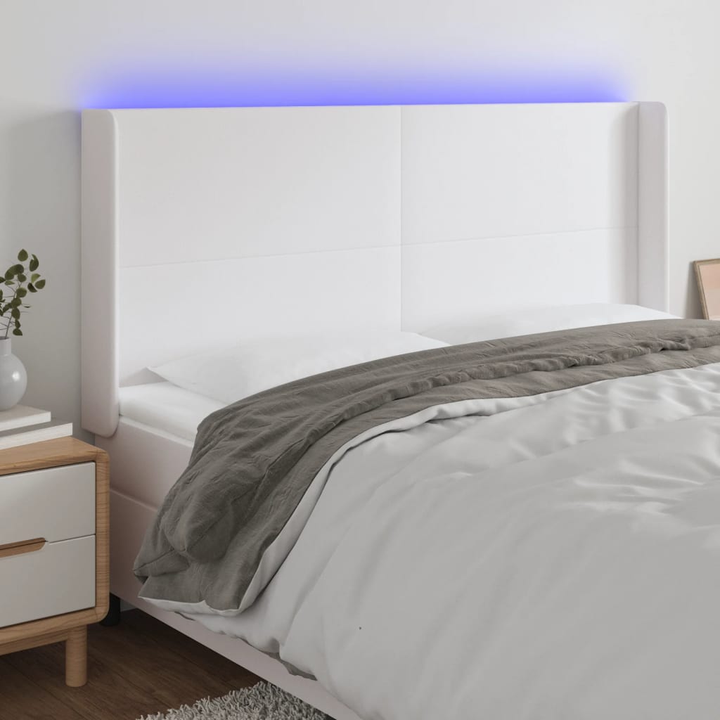Tête de lit à LED Blanc 183x16x118/128 cm Similicuir - XIOS