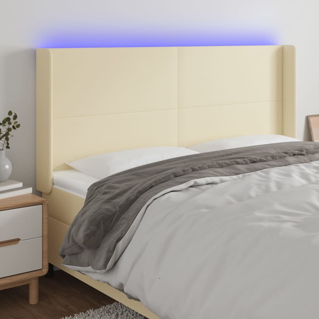 Tête de lit à LED Crème 183x16x118/128 cm Similicuir - XIOS