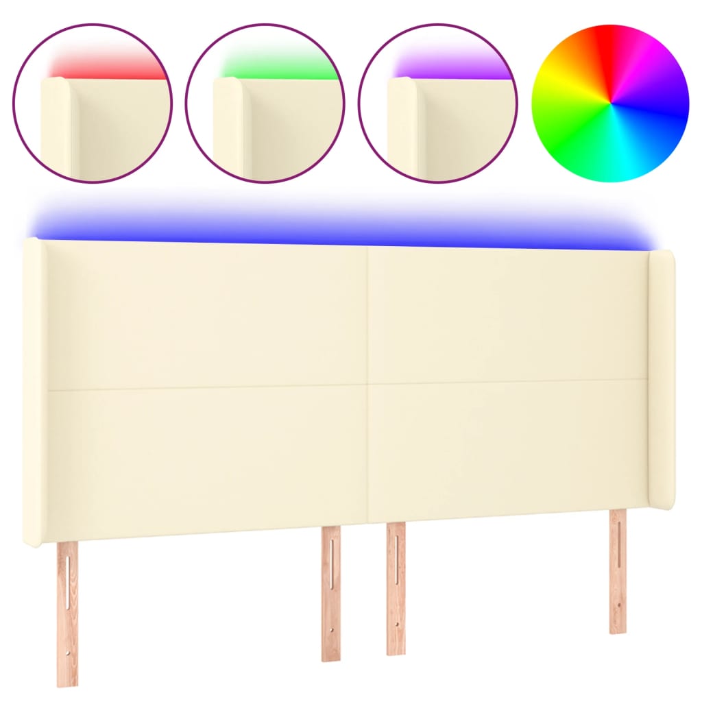 Tête de lit à LED Crème 203x16x118/128 cm Similicuir - XIOS