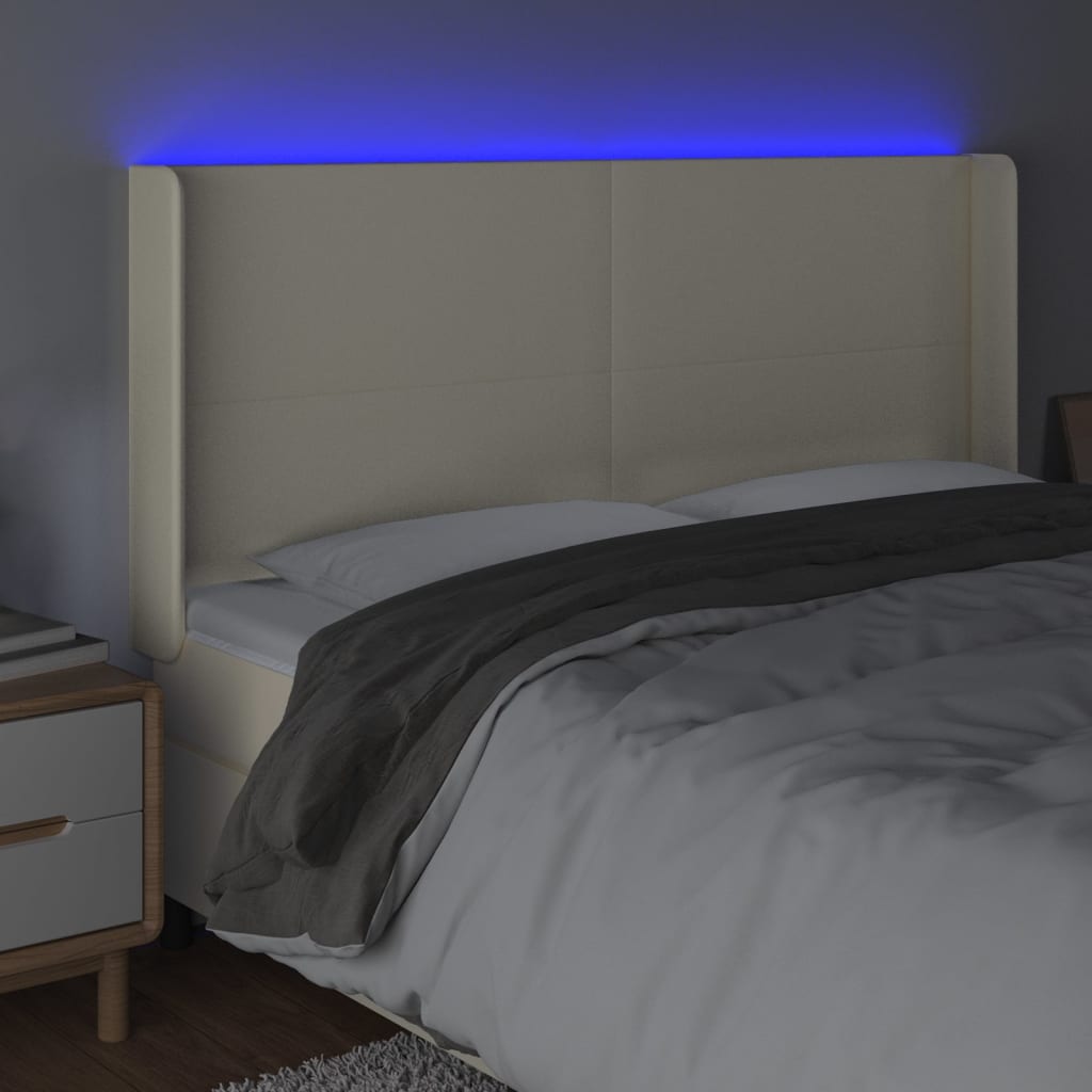Tête de lit à LED Crème 203x16x118/128 cm Similicuir - XIOS