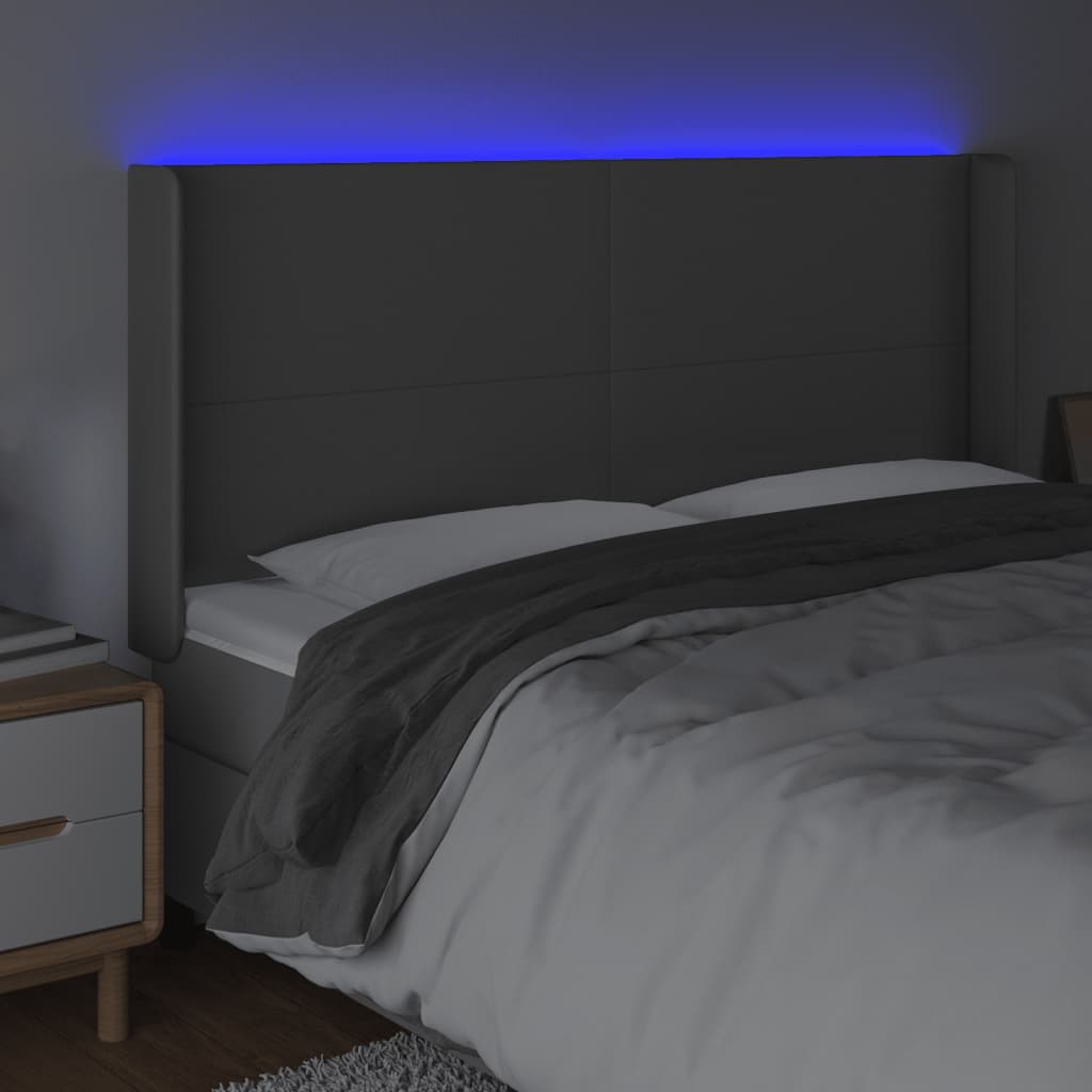 Tête de lit à LED Gris 203x16x118/128 cm Similicuir - XIOS