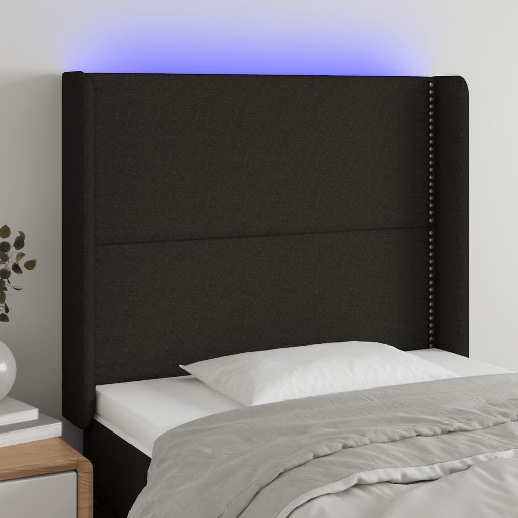 Tête de lit à LED Noir 83x16x118/128 cm Tissu - XIOS