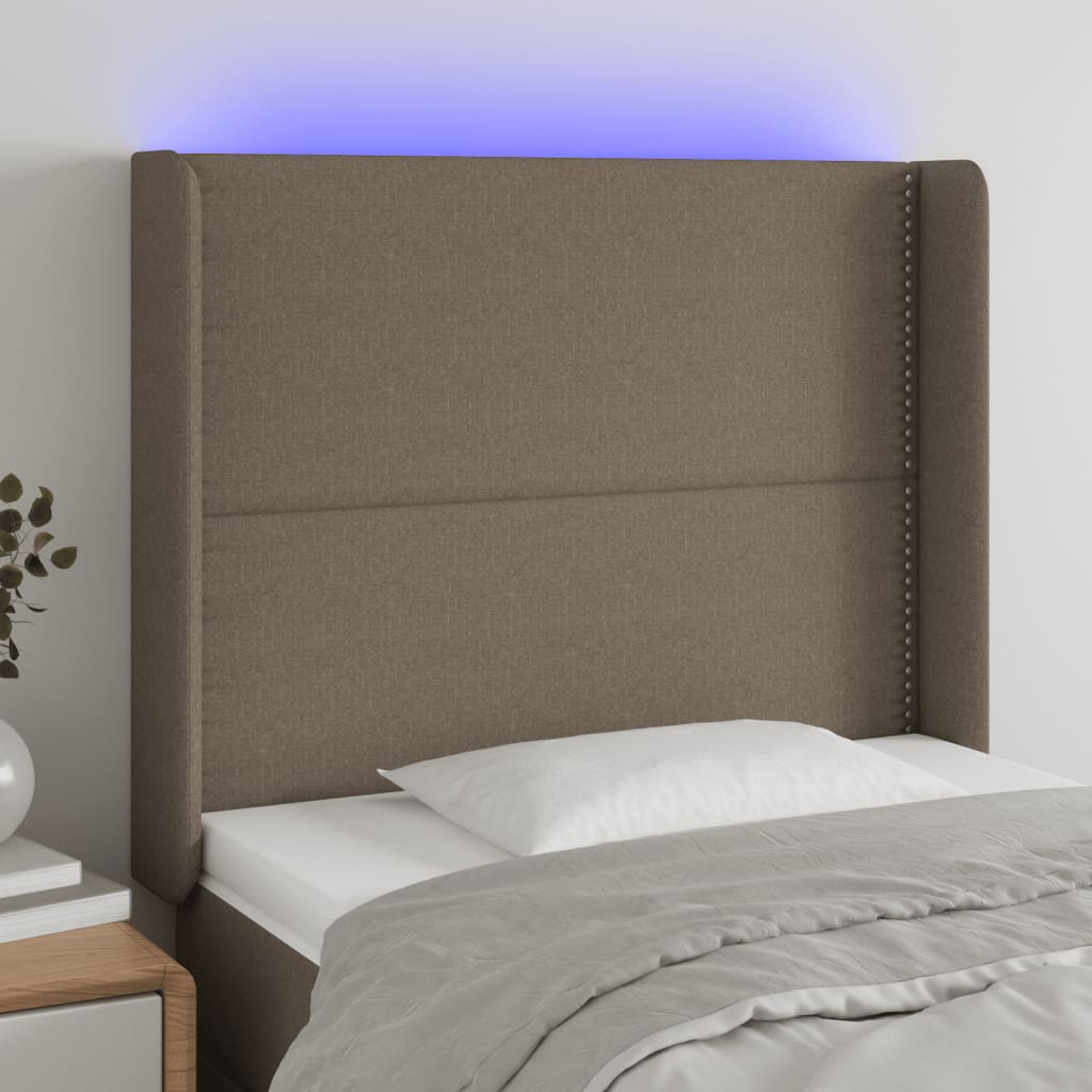 Tête de lit à LED Taupe 93x16x118/128 cm Tissu - XIOS