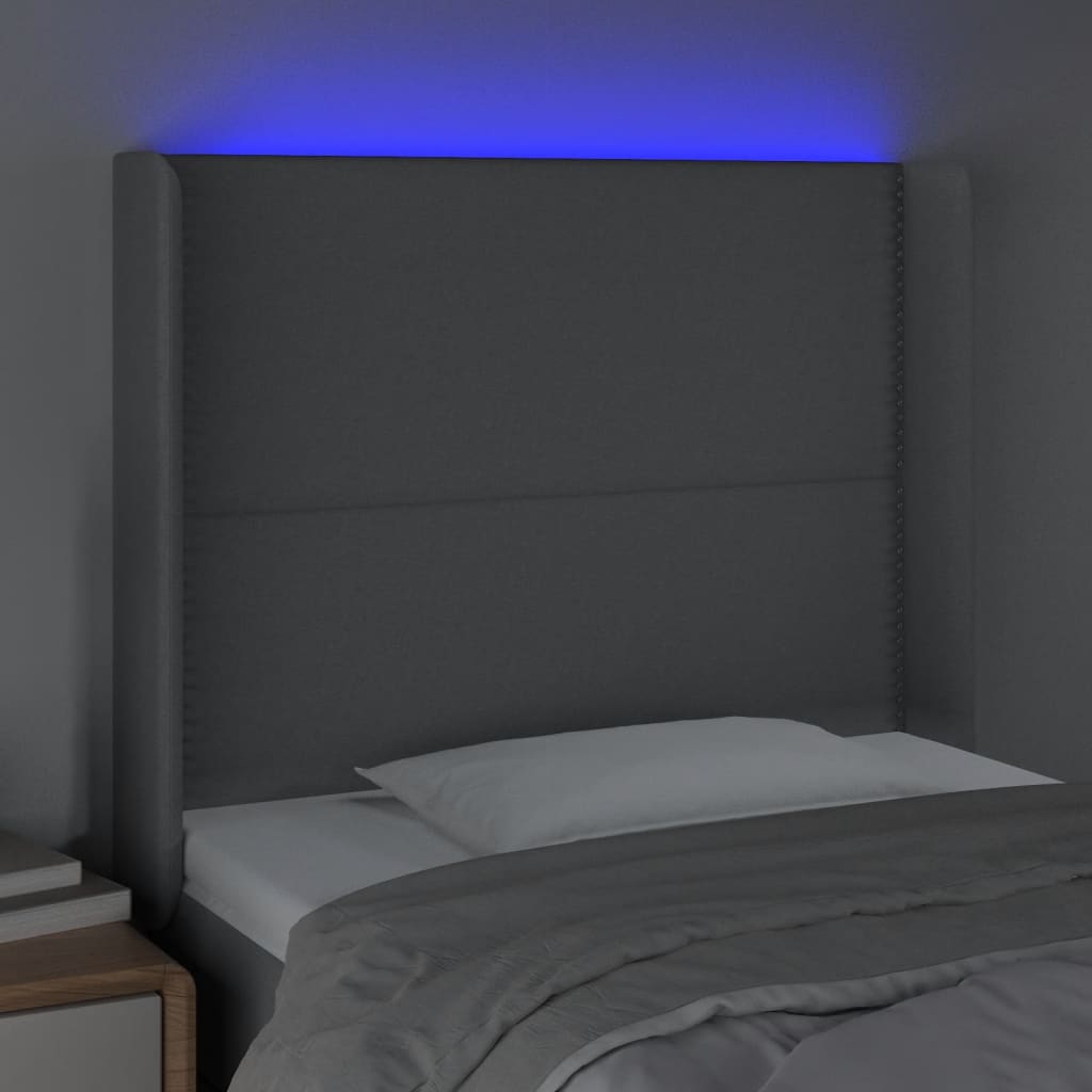 Tête de lit à LED Gris clair 103x16x118/128 cm Tissu - XIOS