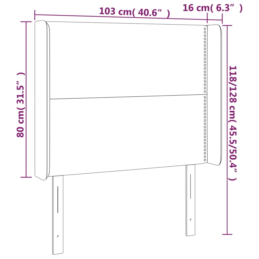 Tête de lit à LED Gris clair 103x16x118/128 cm Tissu - XIOS