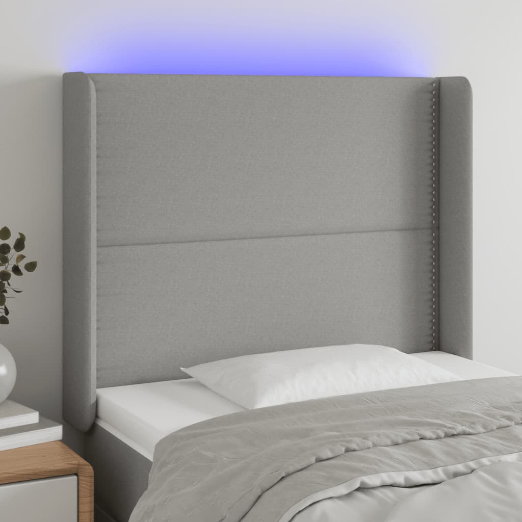 Tête de lit à LED Gris clair 103x16x118/128 cm Tissu - XIOS