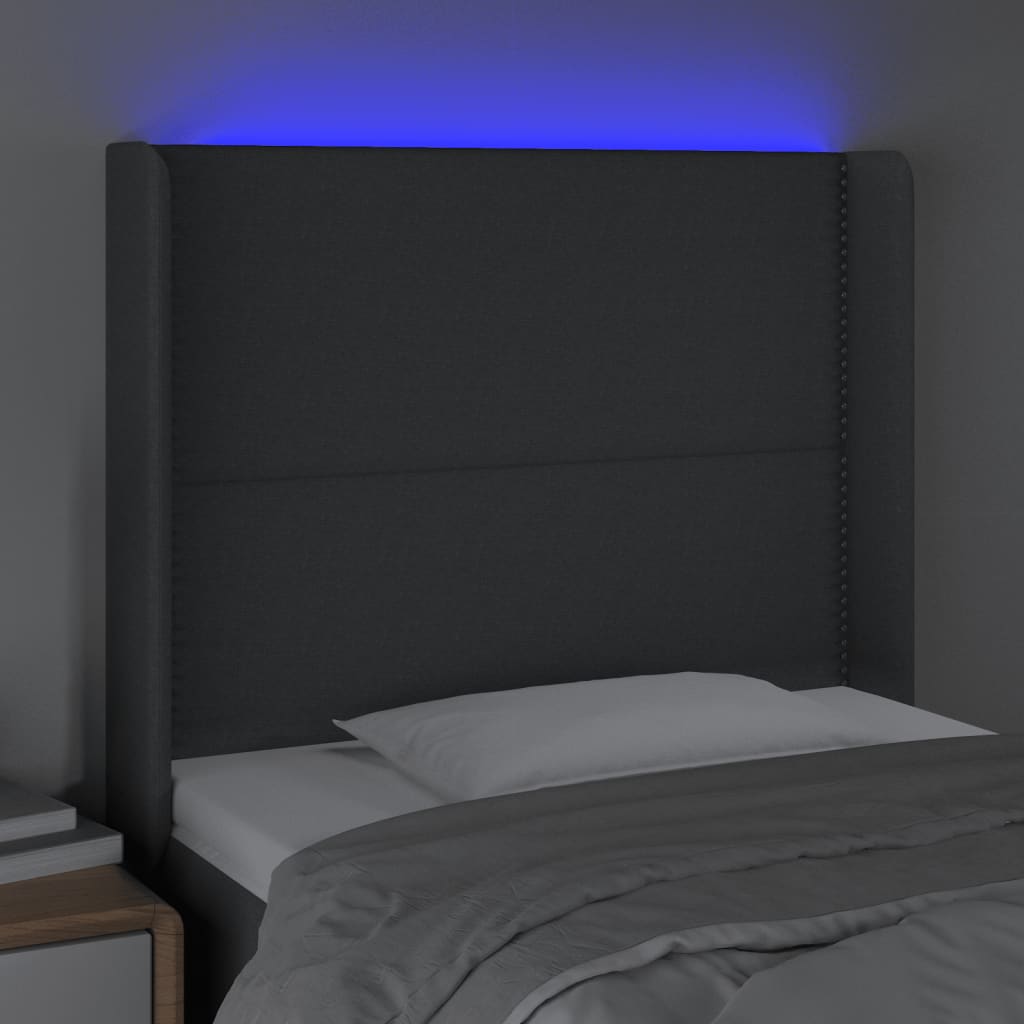 Tête de lit à LED Gris foncé 103x16x118/128 cm Tissu - XIOS
