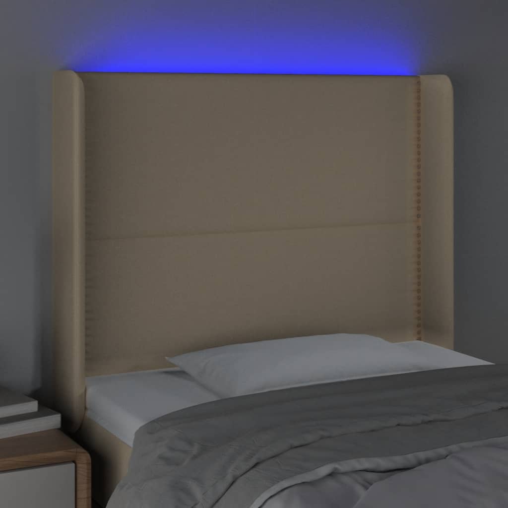 Tête de lit à LED Crème 103x16x118/128 cm Tissu - XIOS