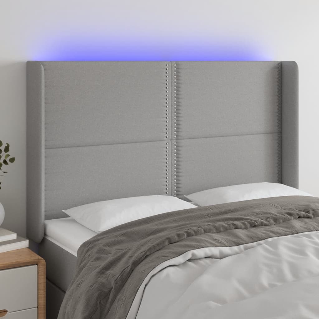 Tête de lit à LED Gris clair 147x16x118/128 cm Tissu - XIOS