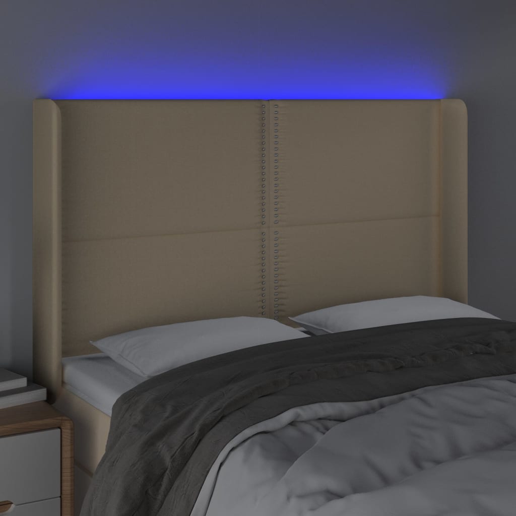 Tête de lit à LED Crème 147x16x118/128 cm Tissu - XIOS