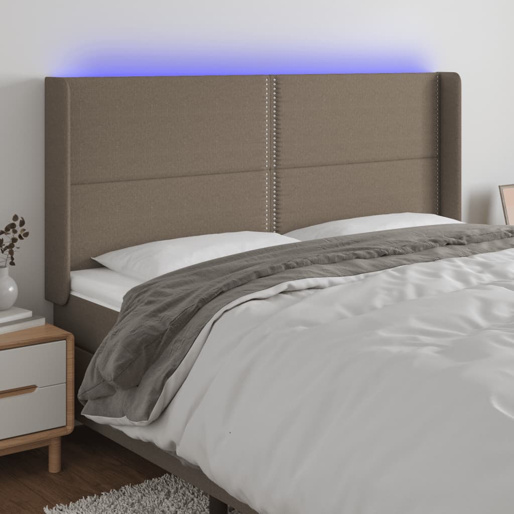 Tête de lit à LED Taupe 203x16x118/128 cm Tissu - XIOS