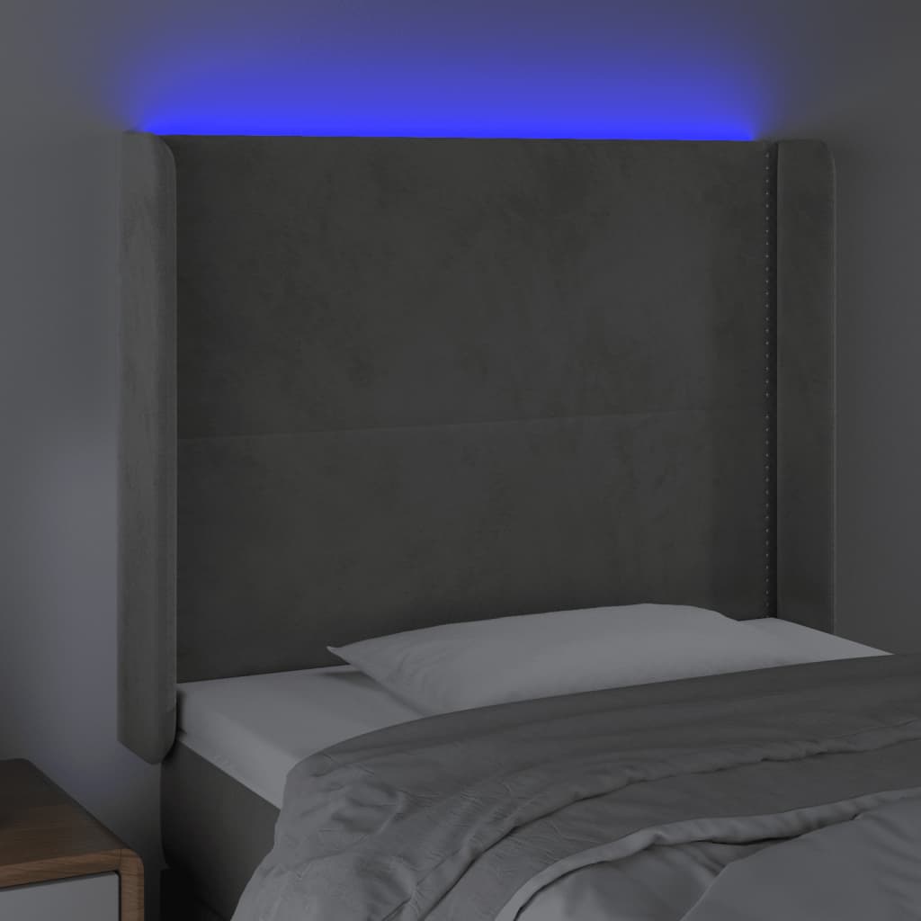 Tête de lit à LED Gris clair 83x16x118/128 cm Velours - XIOS